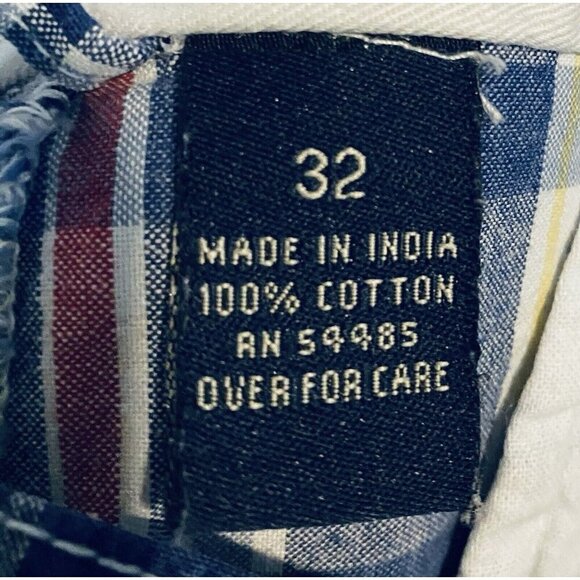 American Eagle Pants Mens 32 Blue Plaid Straight Leg Pockets Preppy Y2K 90s - Picture 6 of 7